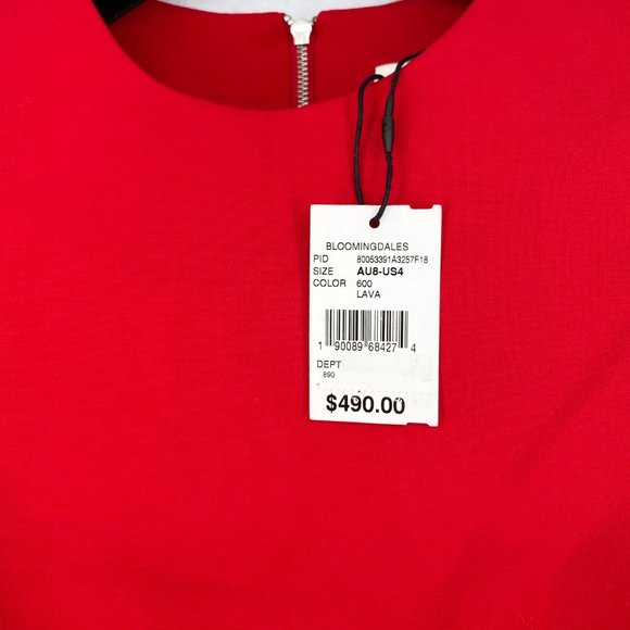 Dion Lee Dress Top Womens Red LAVA Double Wool Short Sleeve Crewneck Size 4 - Picture 4 of 7